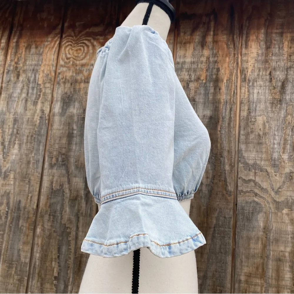 WeWoreWhat Comfort Denim Crop Top Size XS NWT - Image 12