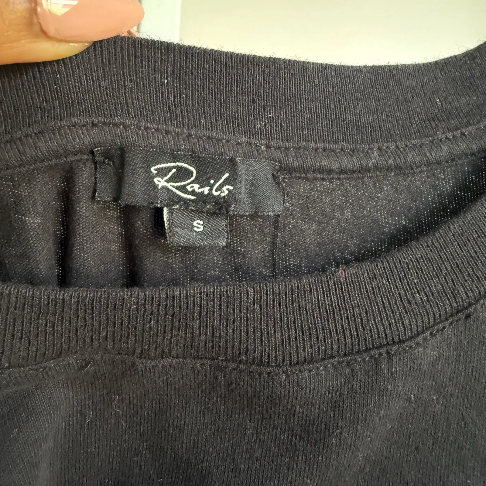 Rails‎ sz S Black Cotton Adjustable Ruched Crop Tee - Image 6