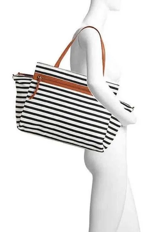 Nautical Striped Canvas Overnighter Bag - Image 4