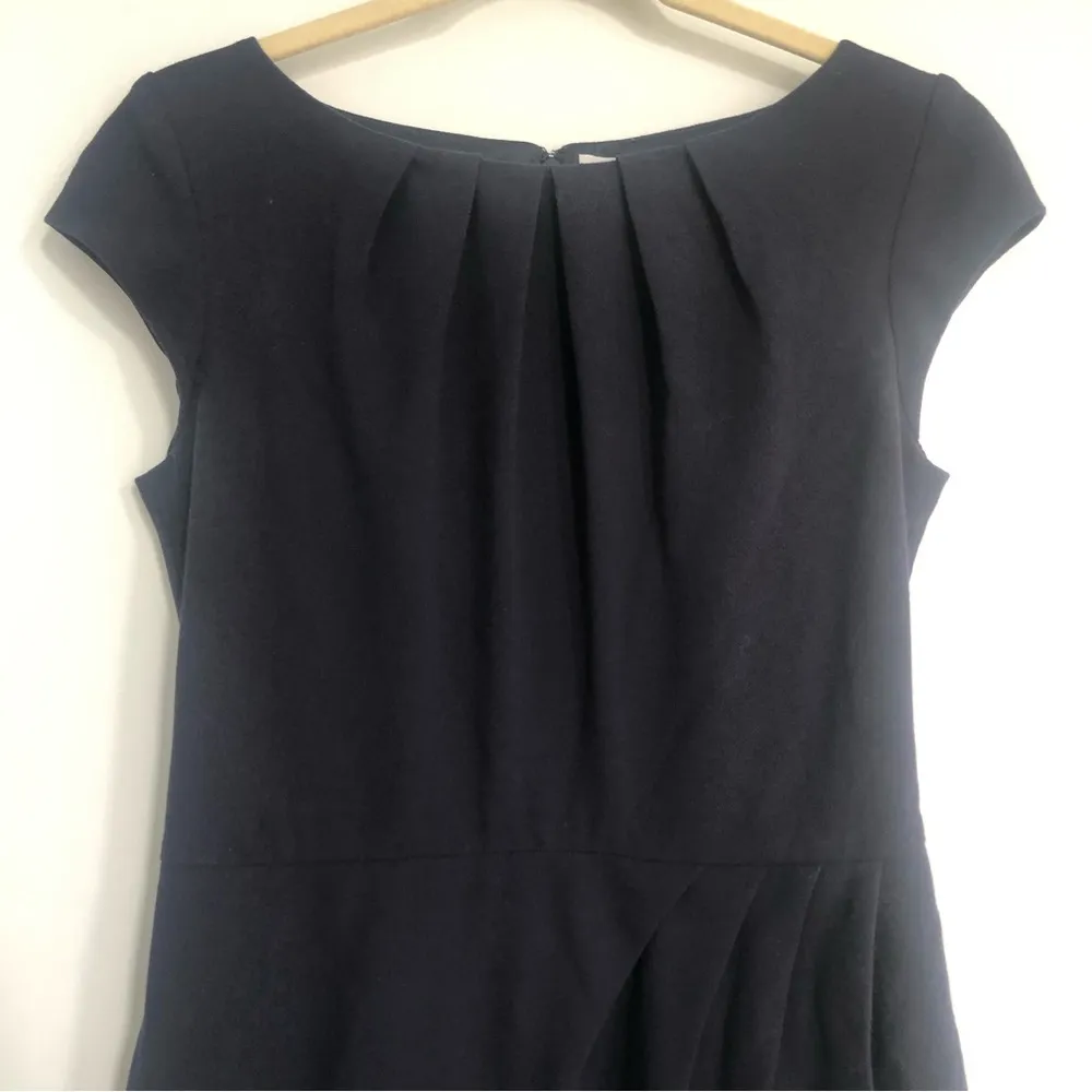 L.K. Bennett Navy Blue Sheath Dress Pleated Tulip Hem women’s size 6 cocktail - Image 3