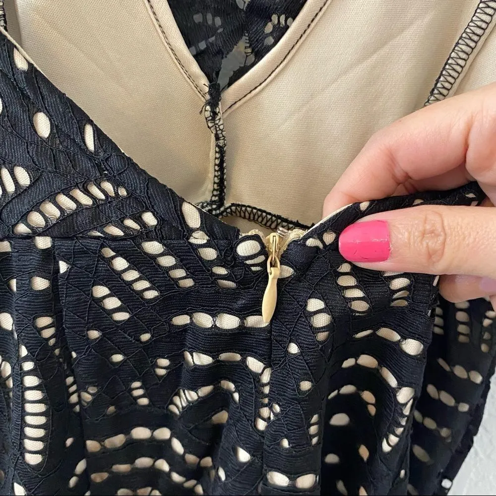 Revolve By the Way. Vicky Lace Eyelet Overlay Scalloped Black Mini Dress Size XS - Image 8