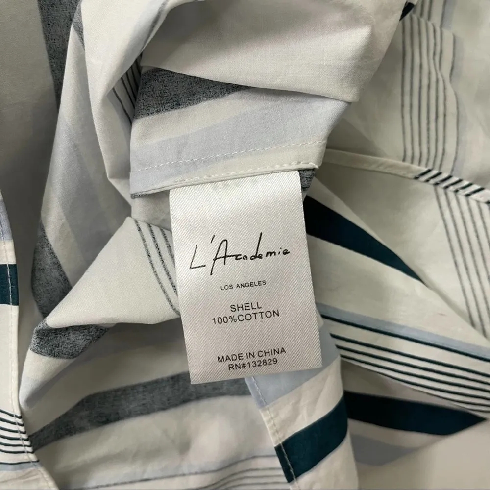 NWOT L’ACADEMIE Extra Small Blouse Indigo Stripe One Shoulder Top Revolve - Image 3