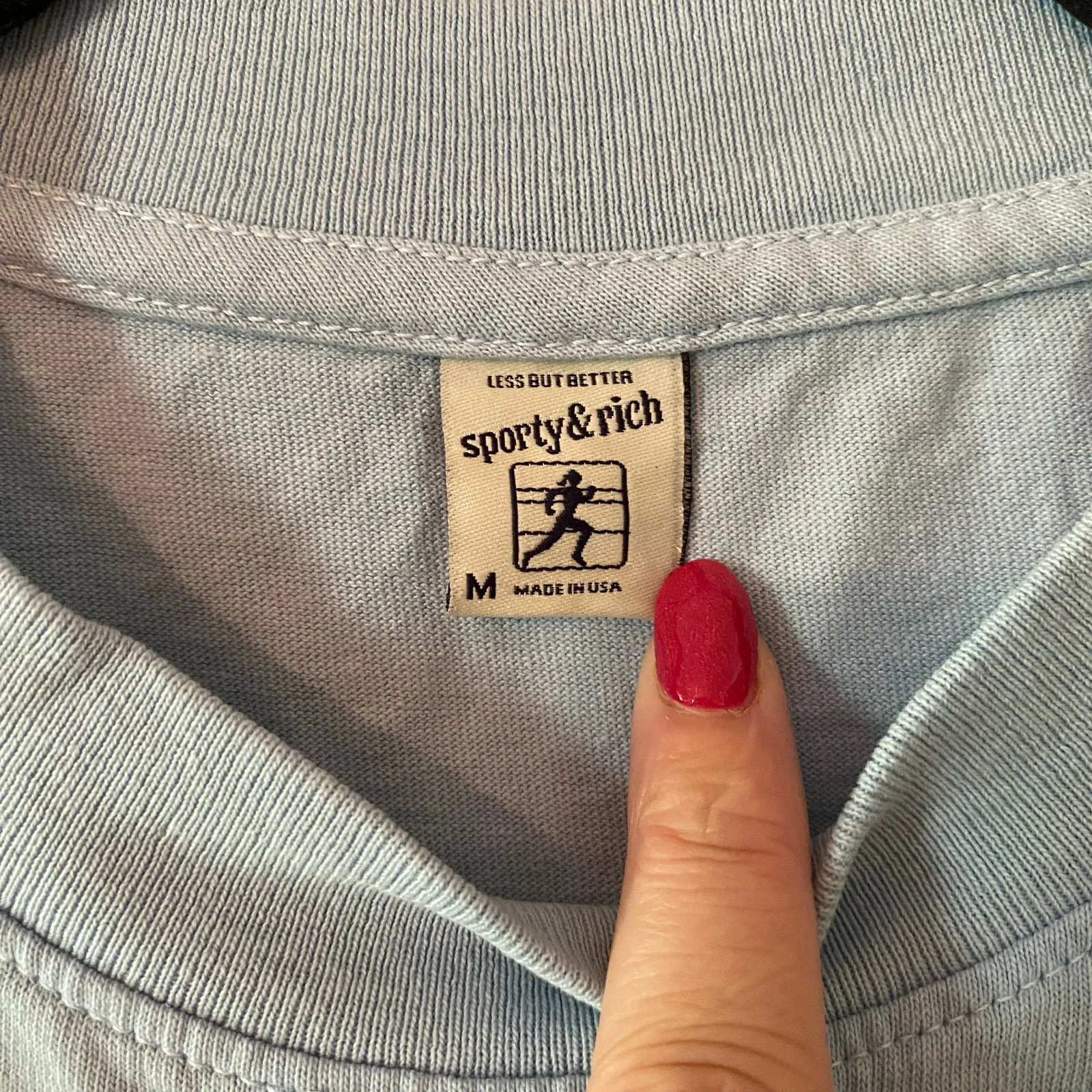 Sporty & Rich Light Blue 100% Cotton T - Image 2