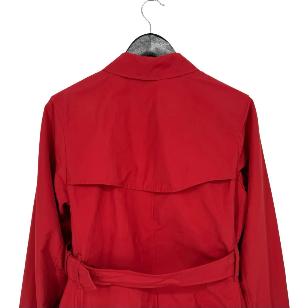 Burberry Vintage Josi Short Belted Trench Coat Cherry Red 6R Small Classic Chic - Image 6
