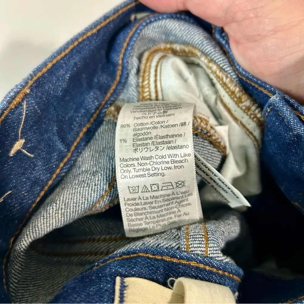 Madewell Women’s The Perfect Vintage Straight Jean Front Seam Dark Blue 27 EUC - Image 6