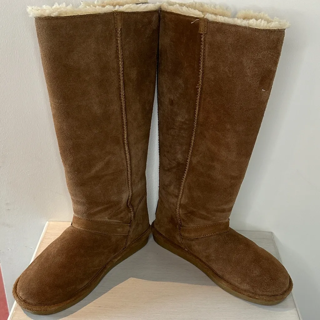BearPaw Brown Suede Knee-High Boots - Image 5