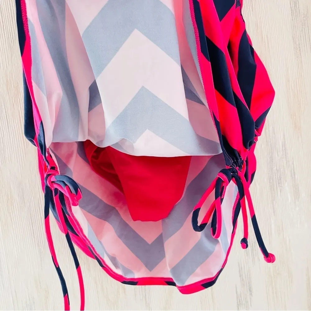 Lands' End Chlorine Resistant Adjustable Swim Dress Deep Sea Navy/hot Pink Sz 12 - Image 8