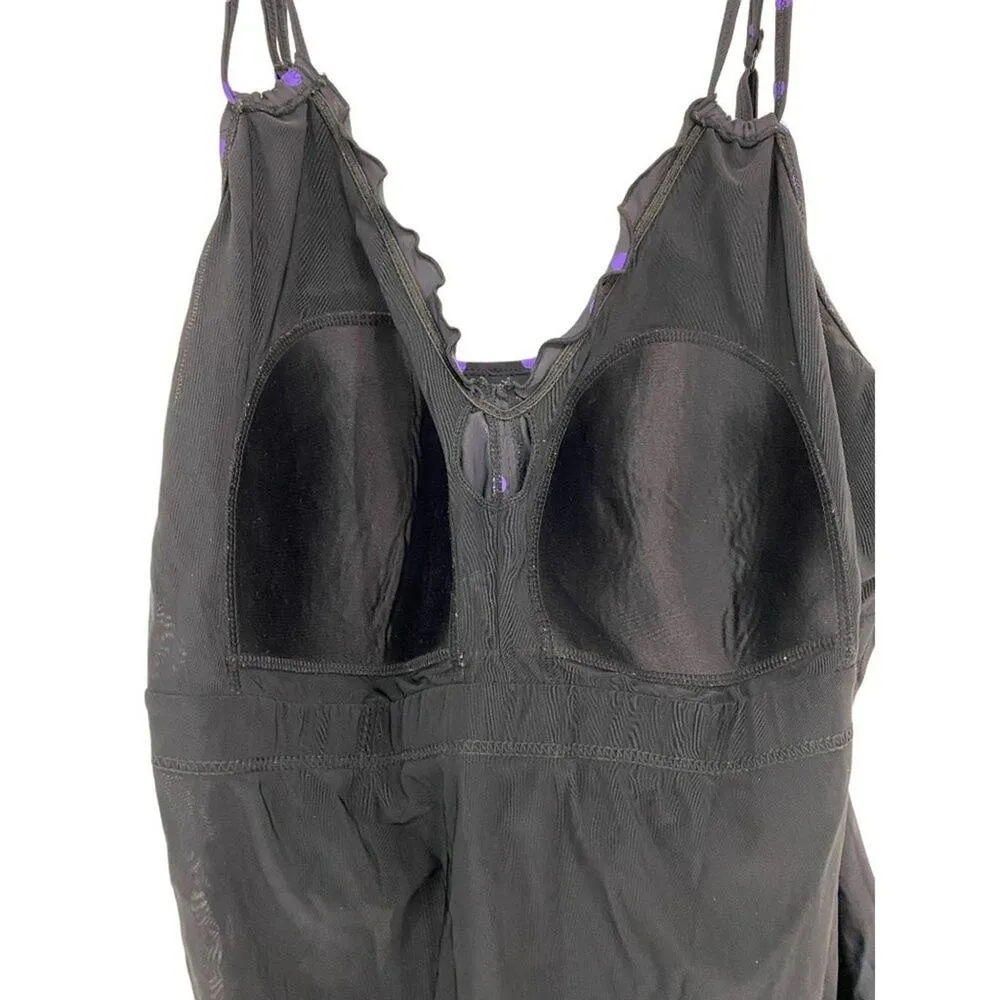 TAILLISSIME Womens Grey Purple Polka Dot V Neck One Piece Swimsuit 22W Gray - Image 7