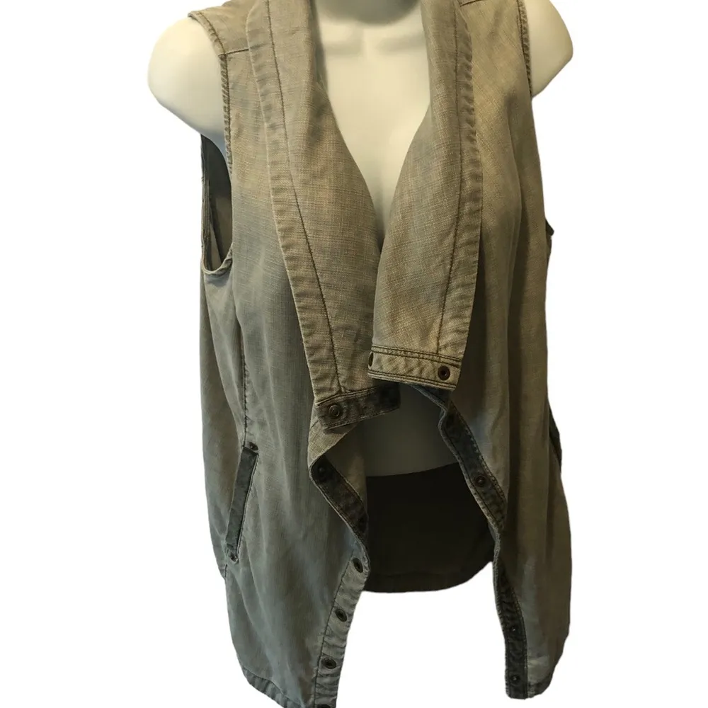 Marrakech Tombolo  Utility Vest Size L Army Green Pockets Snap Up - Image 7