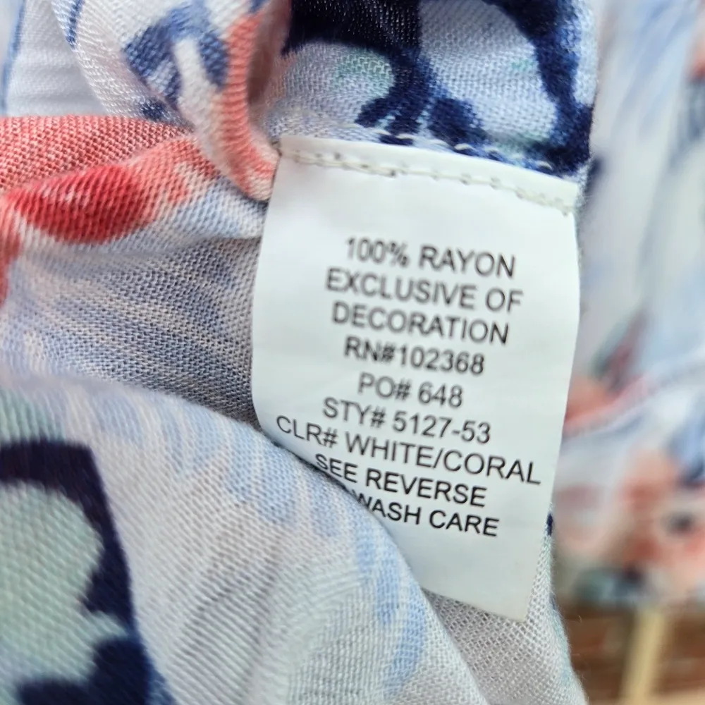 BLUE ISLAND Swim Cover-up Dress  Floral Bohemian Peasant Cottage Prairie Medium - Image 5