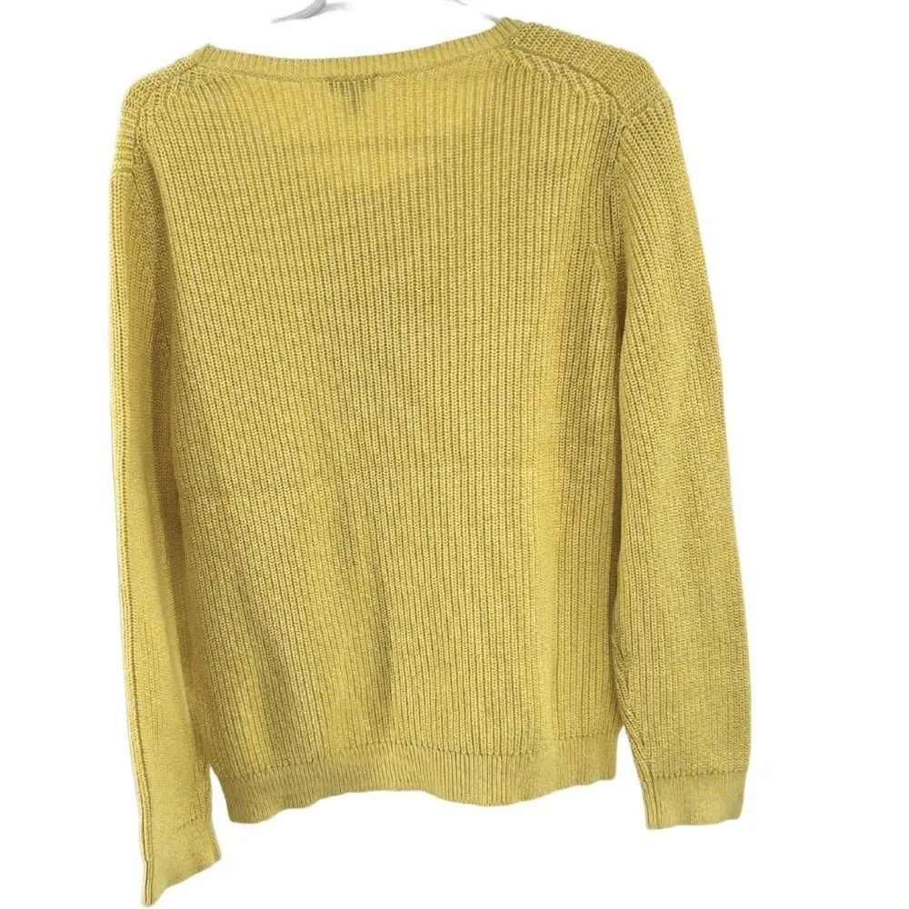 Talbots yellow large sweater spring chunky double knit twist front Easter - Image 3