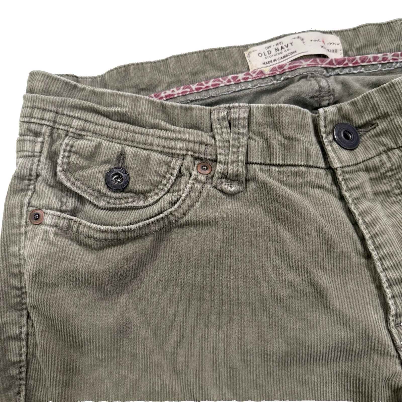 Y2K Old Navy Corduroy Pants Women 4 Small Flare Boot Cut Grunge Indie 31" Inseam - Image 3