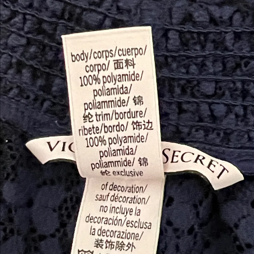 Victoria's Secret Elastic Waist Navy Lace Shorts Large - Image 4