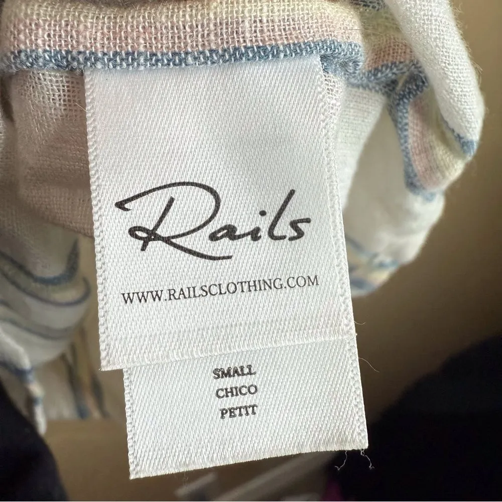 Rails Viera Top Ryland‎ Stripe Size Small Linen Short Sleeve Comfy Top Summer - Image 5