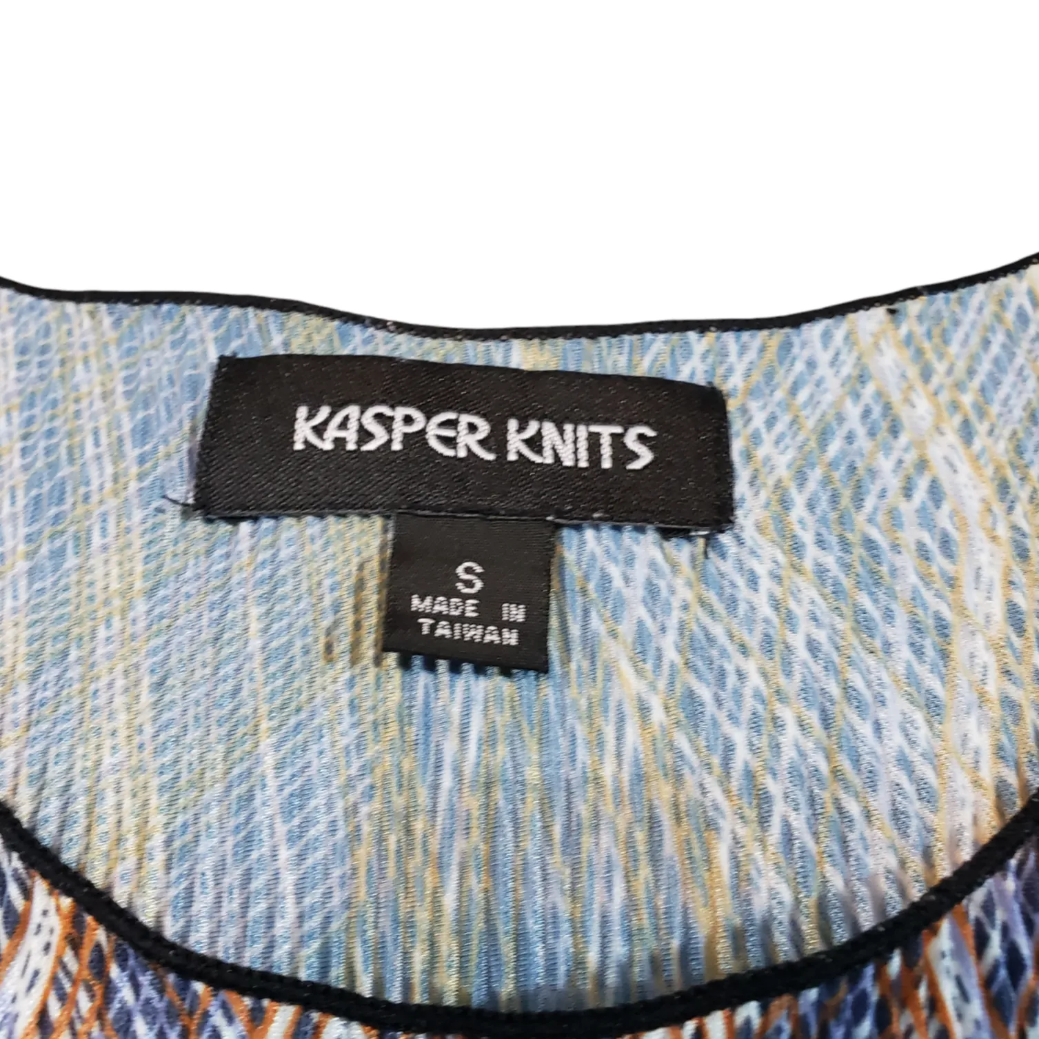 Kasper Knits Top Size Small Women's Crop Top Blouse Geometric Pattern Lines - Image 4