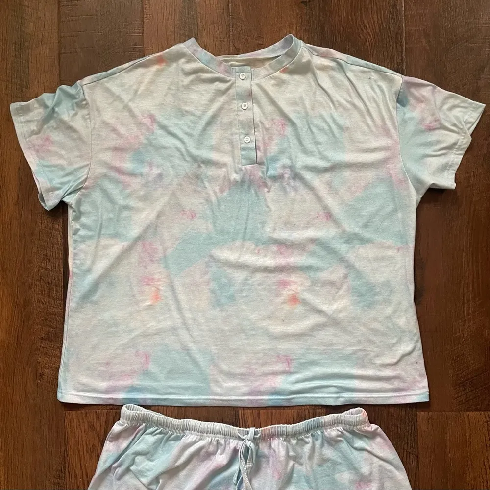 EKOUAER blue/pink tie dye pajama set, size XXL - Image 4