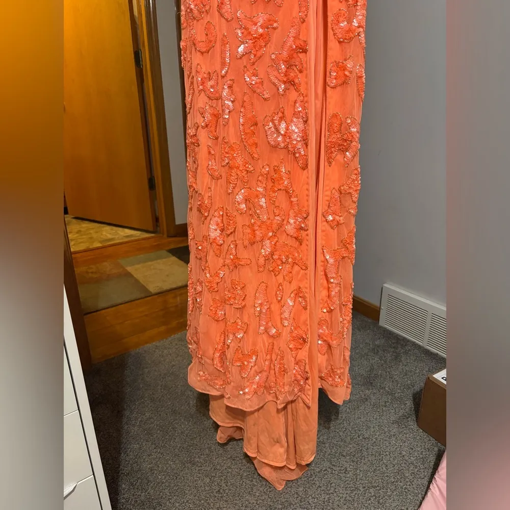 Amara Orange Beaded Dress Size 6 - Image 3