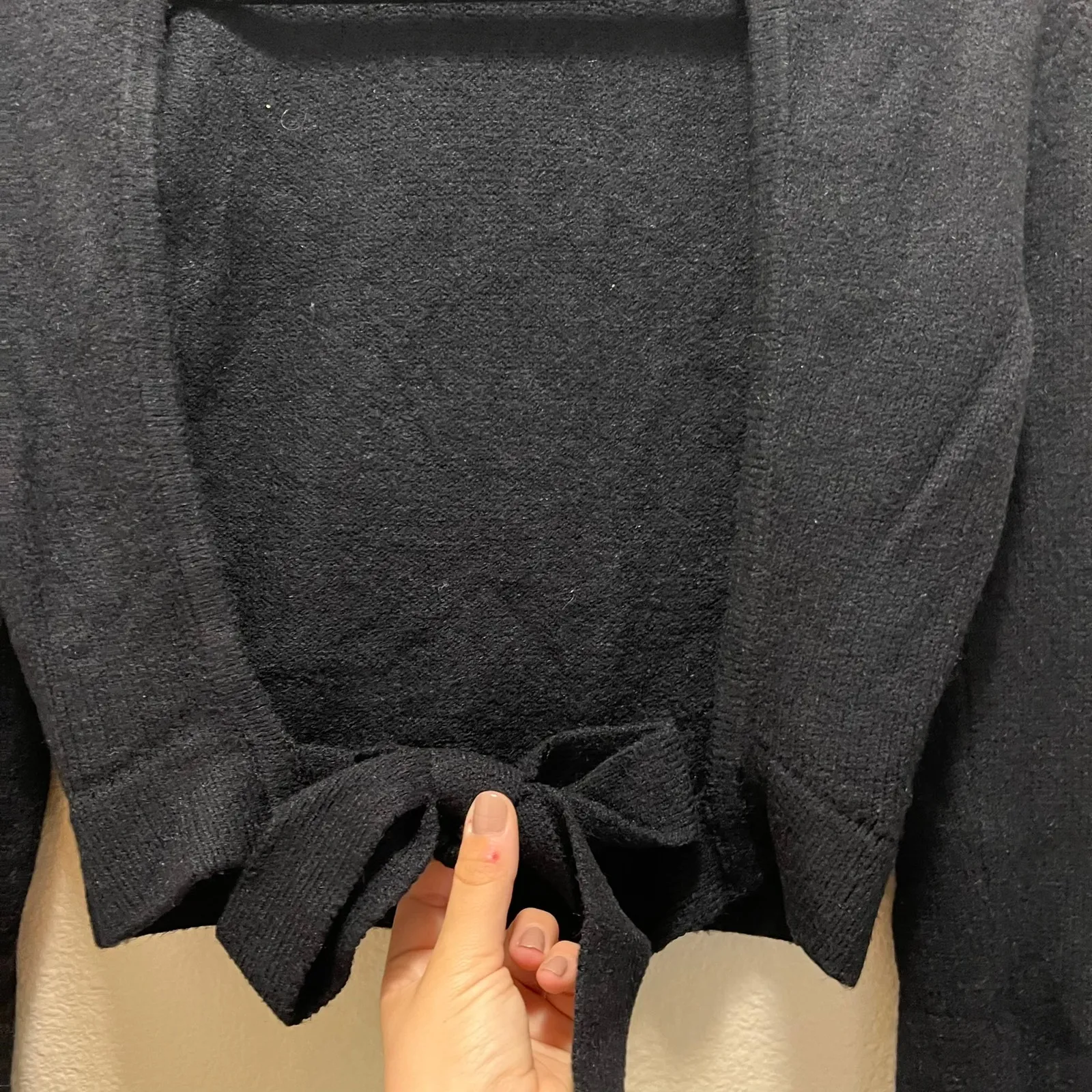 rue21 Crop Top Sweater Black Long Sleeve Pullover Back Tie High Neck Sz XS - Image 6