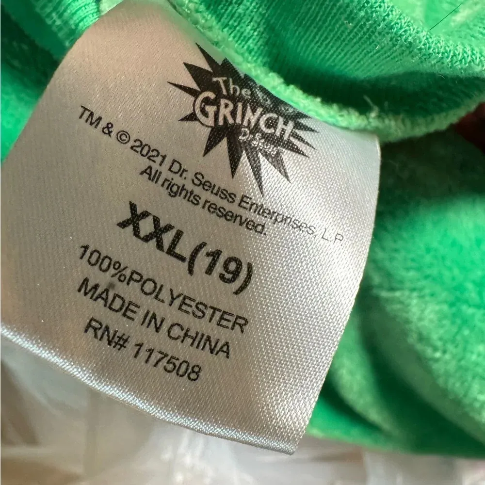 DR. SEUSS The Grinch Green Plush Crewneck Sweatshirt Naughty Santa Hat Size XXL - Image 4