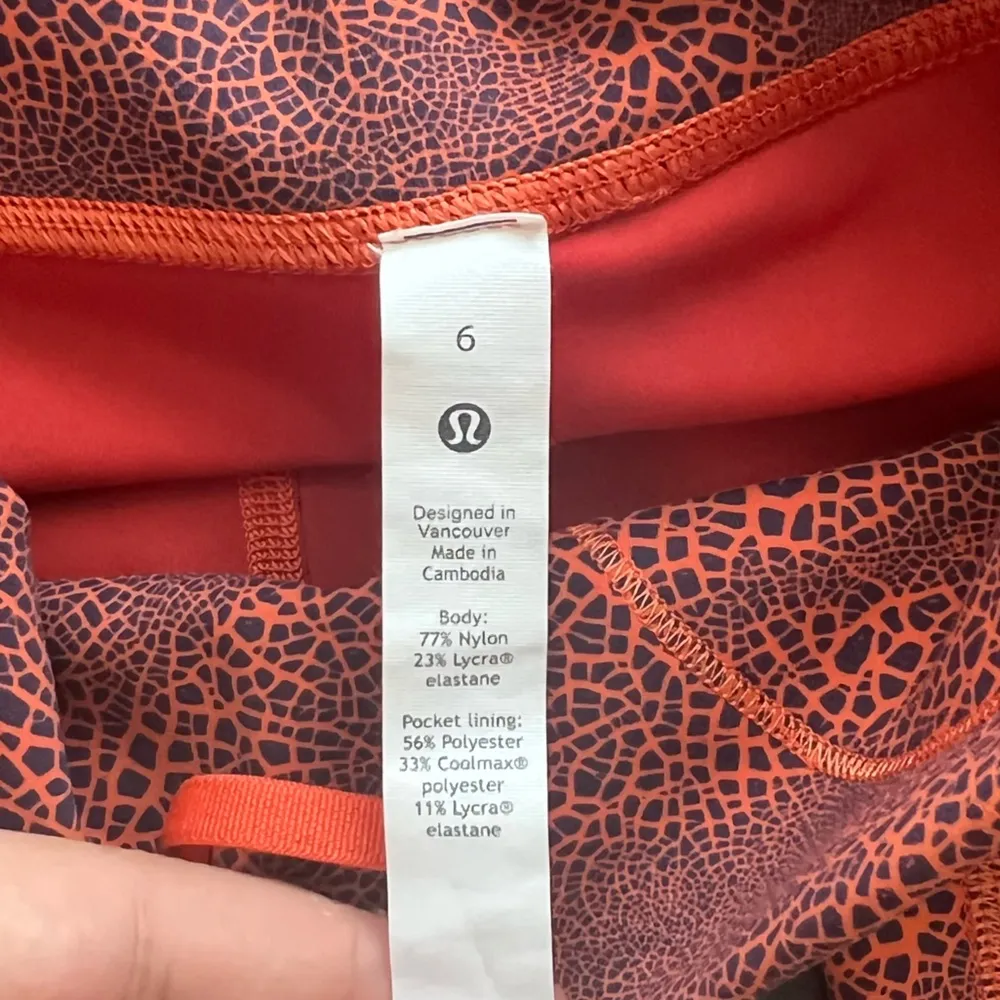 Lululemon Crackle Glaze Vintage Orange Larkspur Wunder Train HR Tight 25” Size 6 - Image 5