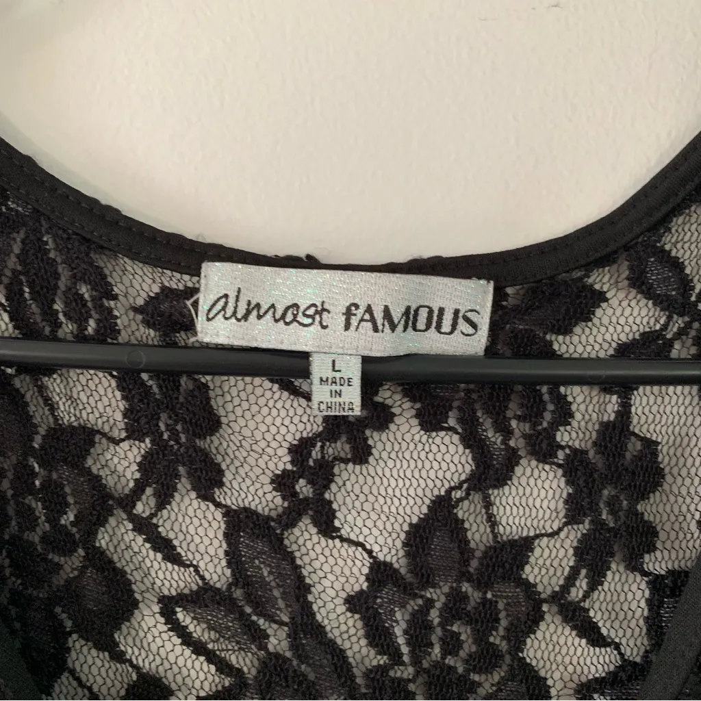 Almost Famous Black Lace Overlay Dress Size Large - Image 8