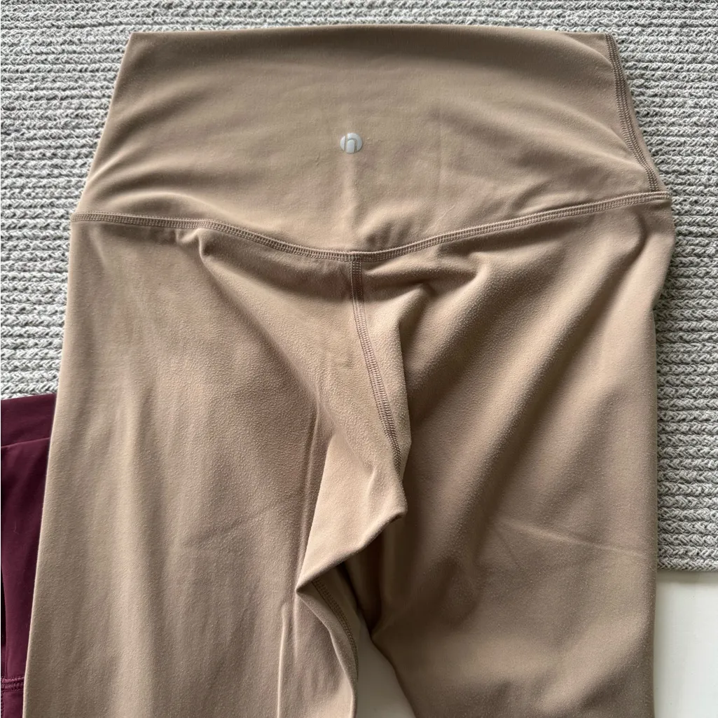 Set of 2 Hey Nuts Burgundy Wine Red and Tan Taupe Leggings Size Small 4/6 - Image 6