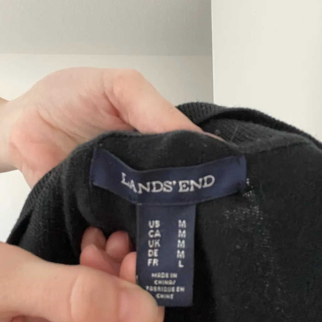 Vintage Lands End Collared Quarter Sleeve Top Black Size M - Image 4