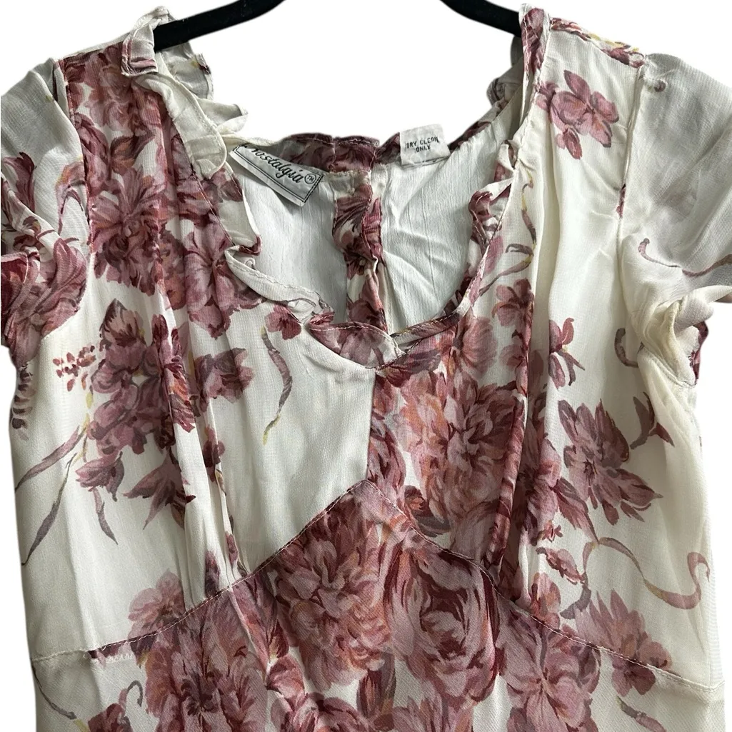 Vintage 80s Nostalgia Floral Babydoll Maxi Dress Whimsy Fairy Feminine Size M White Size M - Image 4