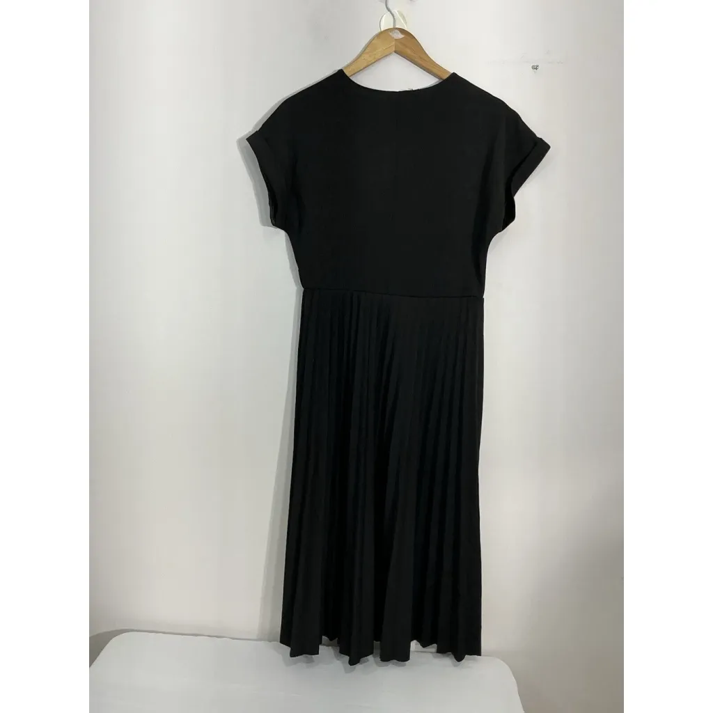 Womans Elizabeth & Nicole Large Black Midi Fit N Flare Dress Pleats - Image 2