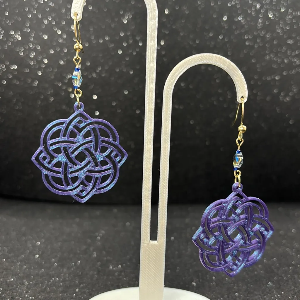 Blue and Purple Color Shift  Celtic Knot Earrings - Image 4