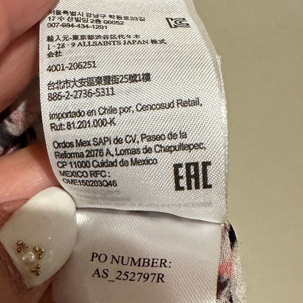 NEW ALL SAINTS MIO FREEFALL SHEER CHALK WHITE DITZY FLORAL ASYMMETRICAL TOP S - Image 11