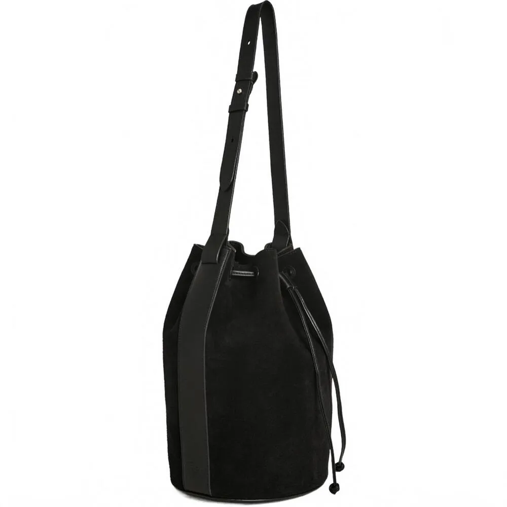 Reformation Medium Ornellia Bucket Bag Black Suede Contemporary Chic Office Work - Image 3
