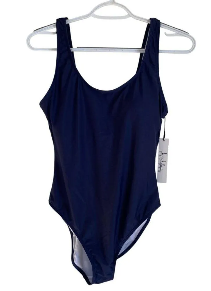 Studio womens medium navy blue one-piece swimsuit with scoop back - Image 6