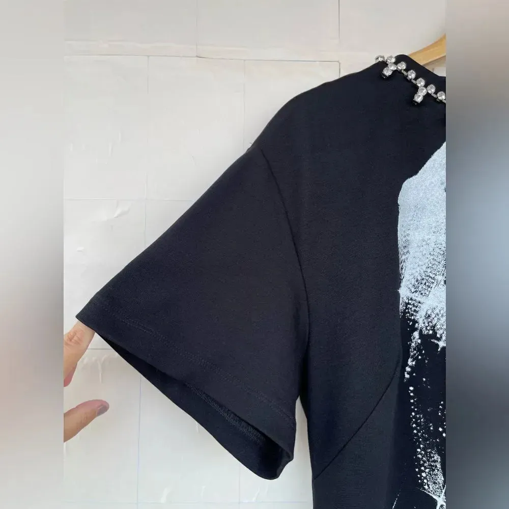 Area Black Screenprint Embellished Maxi Dress XL - Image 6