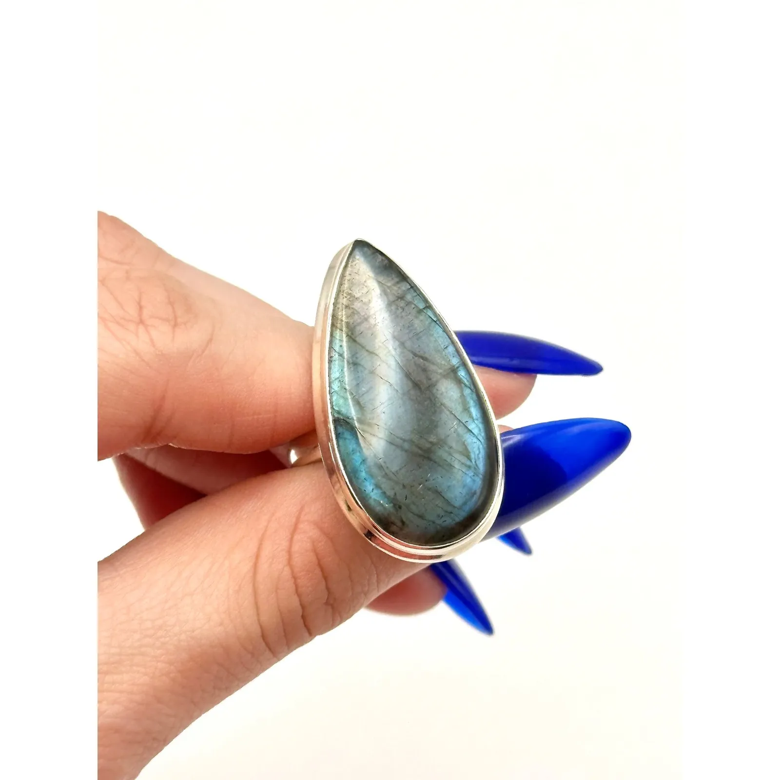 Labradorite Sterling Silver Statement Ring Size 8 - Image 5