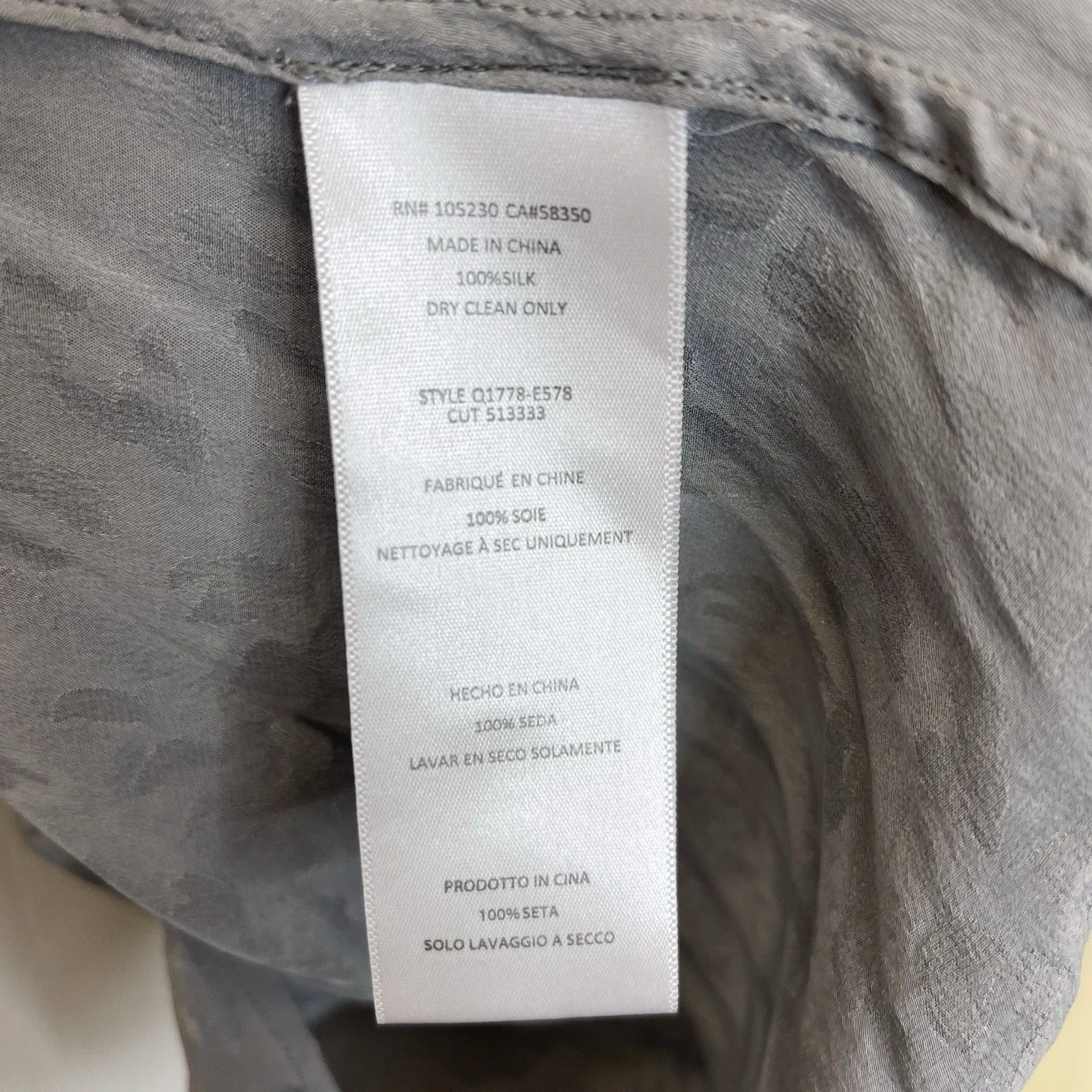 Equipment Femme Blouse Size Small Gray Silk Cheetah Print Button Up Sleeveless - Image 7