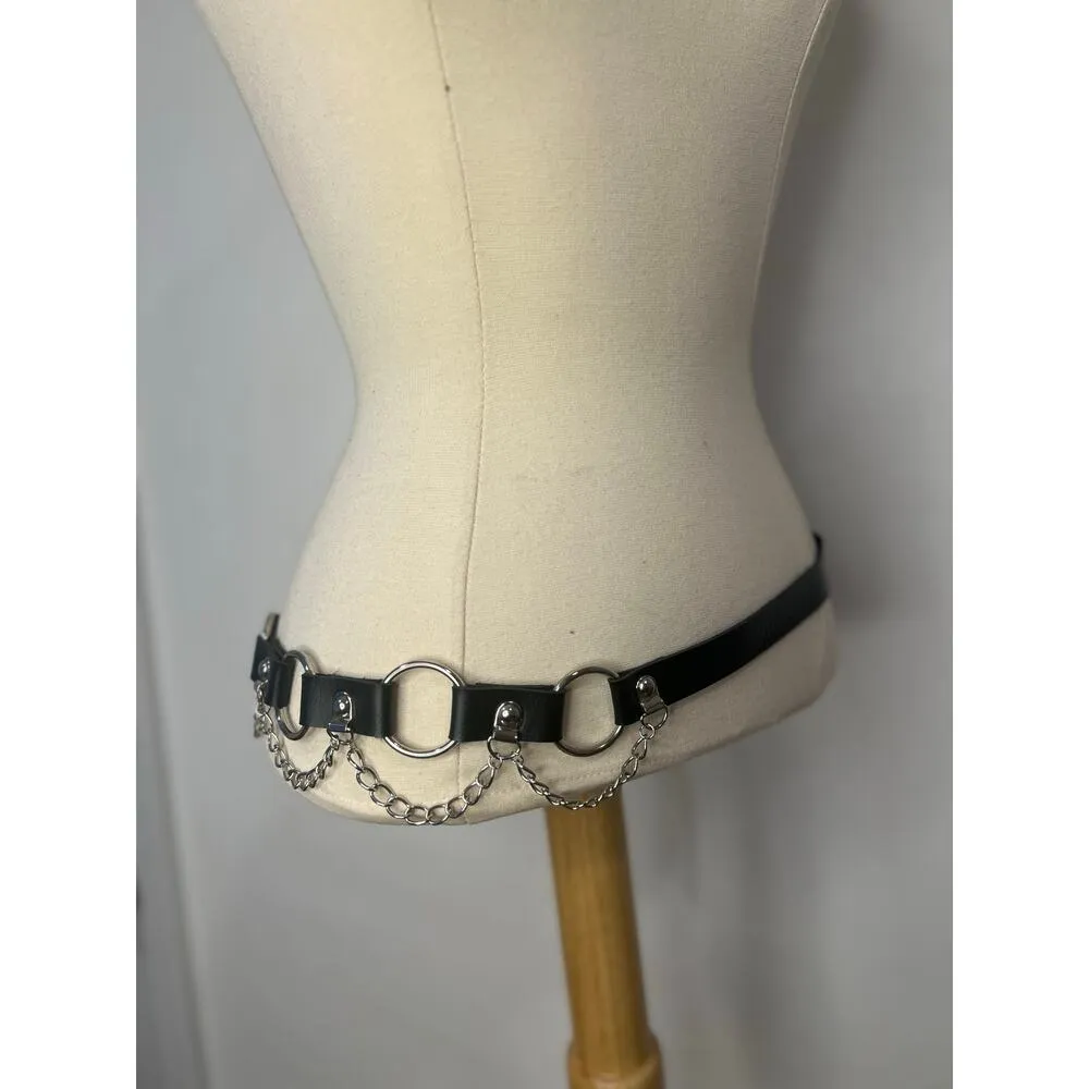 Women’s Punk Rock Adjustable Chain Belt Black - Image 3
