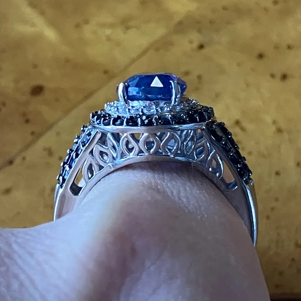 Natural Kyanite Blue Sapphire Sterling Silver Ring Size 8 - Image 2