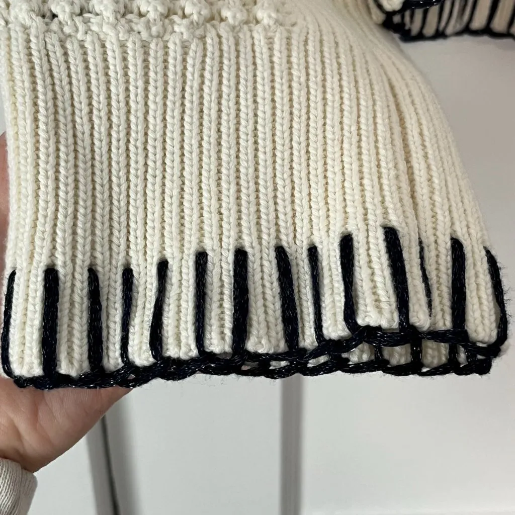 Audrey Parks + Francesca's collared open knit embroidered sweater size small Blue - Image 8