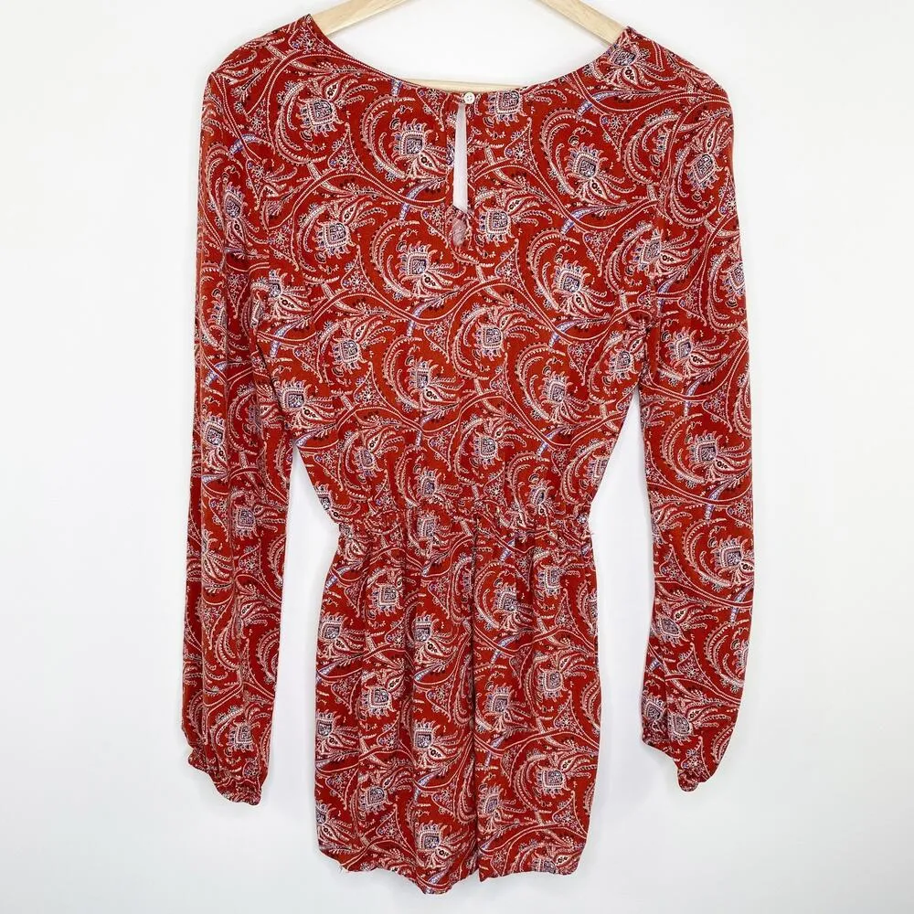 Abercrombie & Fitch Orange Blue Paisley Print Romper Women's Size Medium M - Image 2