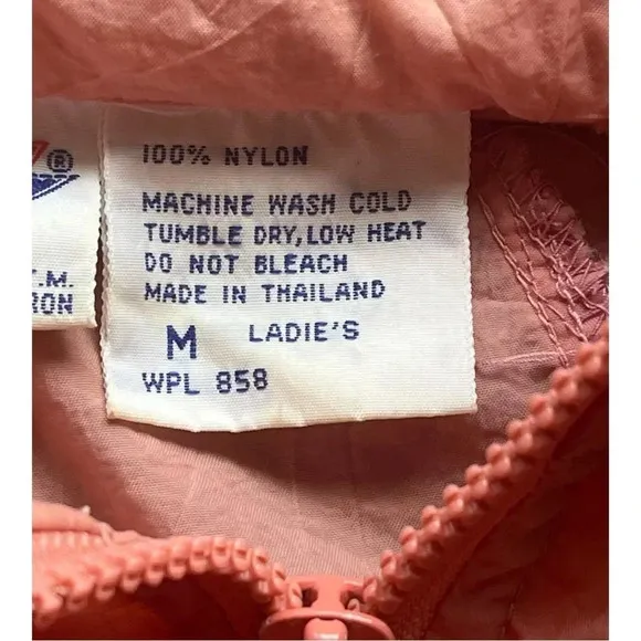 Pony Vintage Pink Windbreaker Zipper Hood Pockets Nylon Women‎ Size Medium - Image 8