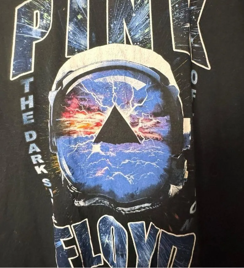 PINK FLOYD Short Sleeve Crew Neck Black Multi-color Logo Graphic Band Tee Sz L - Image 5