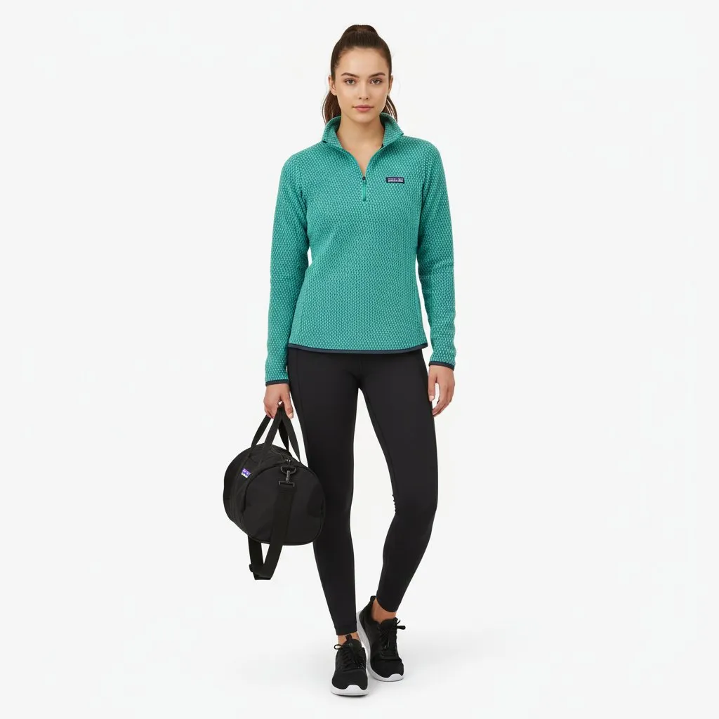 Patagonia Green Print Long Sleeve Half Zip Sport Athletic Sweater Top L - Image 5