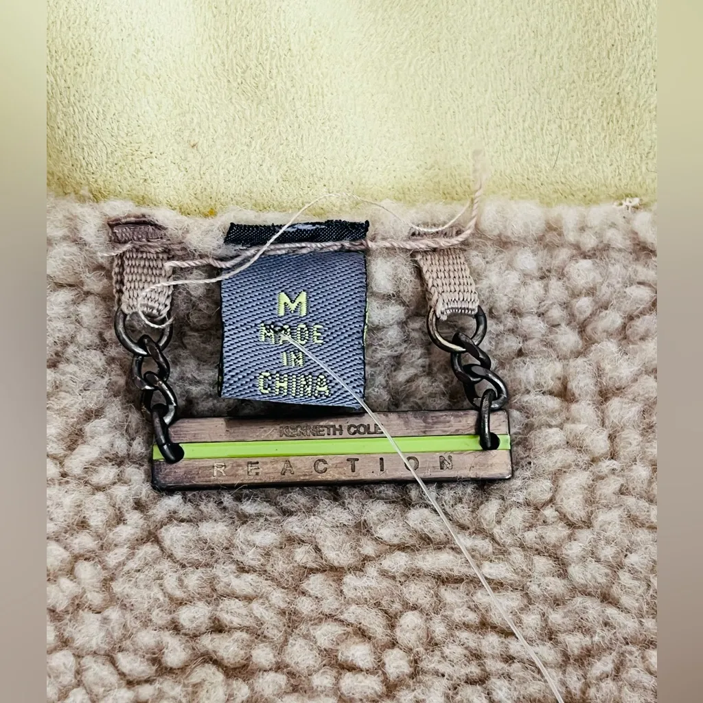 Kenneth Cole Reaction Faux Suede Sherpa Jacket in Khaki Size Medium NWT - Image 12