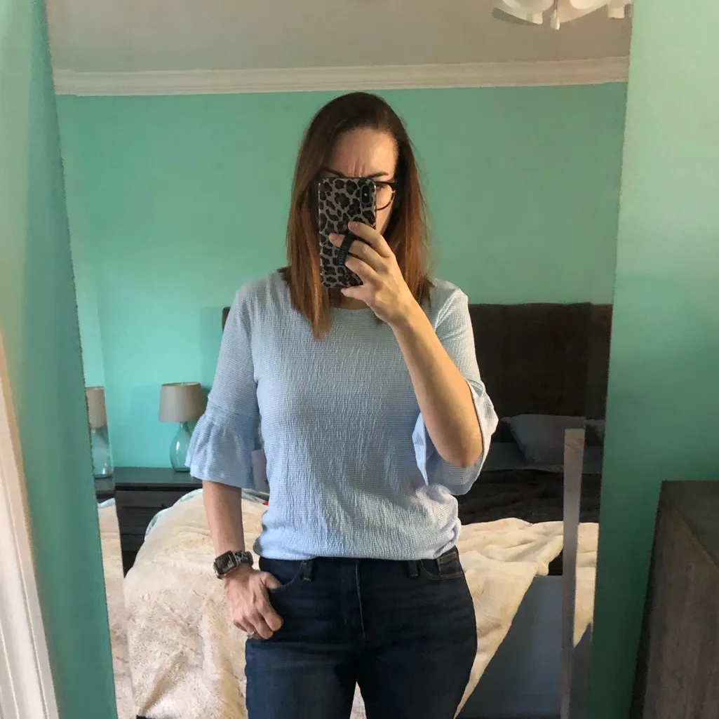 NWT Lauren Conrad Size Small Textured ‎ Striped Bell Sleeve Top Womens Casual - Image 3