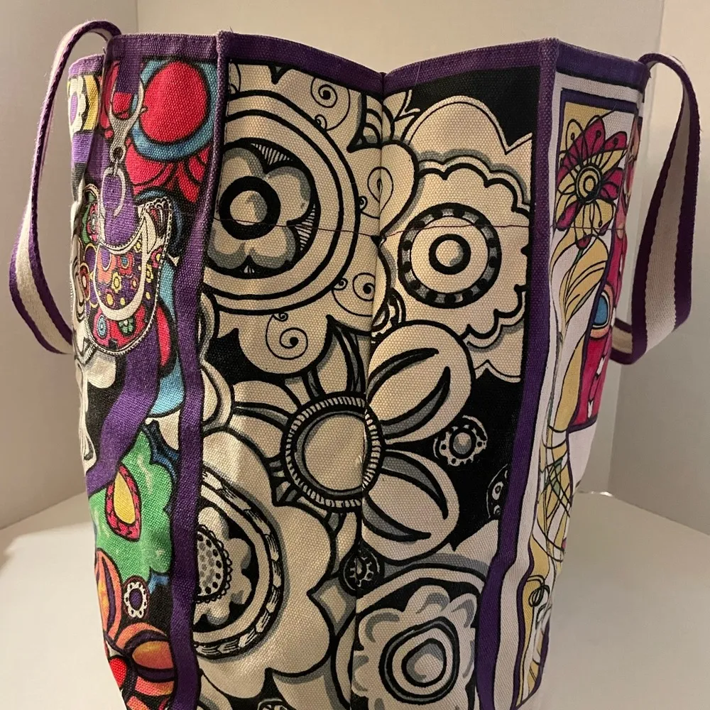 Brighton Groove II Bag Tote LOVE Canvas Colorful Zip Pocket LARGE Retro - Image 4