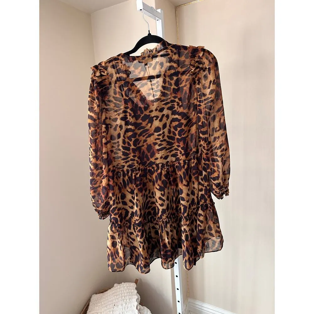 NEW NWT Generation Love The Janelle Long Sleeve Mini Dress in Wild Leopard Small - Image 8