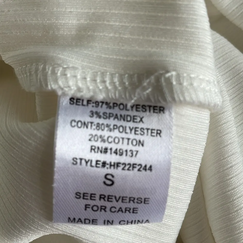 Hyfve White Ribbed Ruffle Bodycon Dress - Image 6