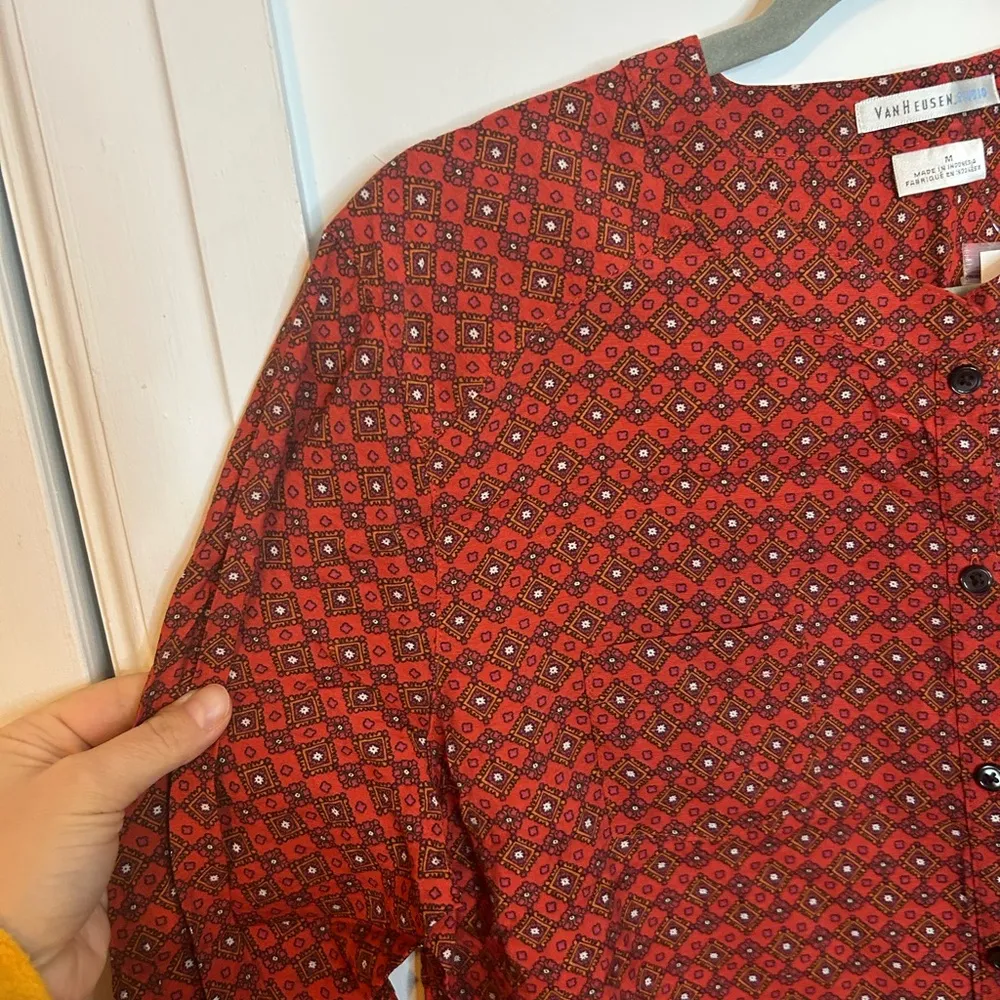 Nwt Van Heusen Bohemian Pattern Button Down Blouse - Image 5