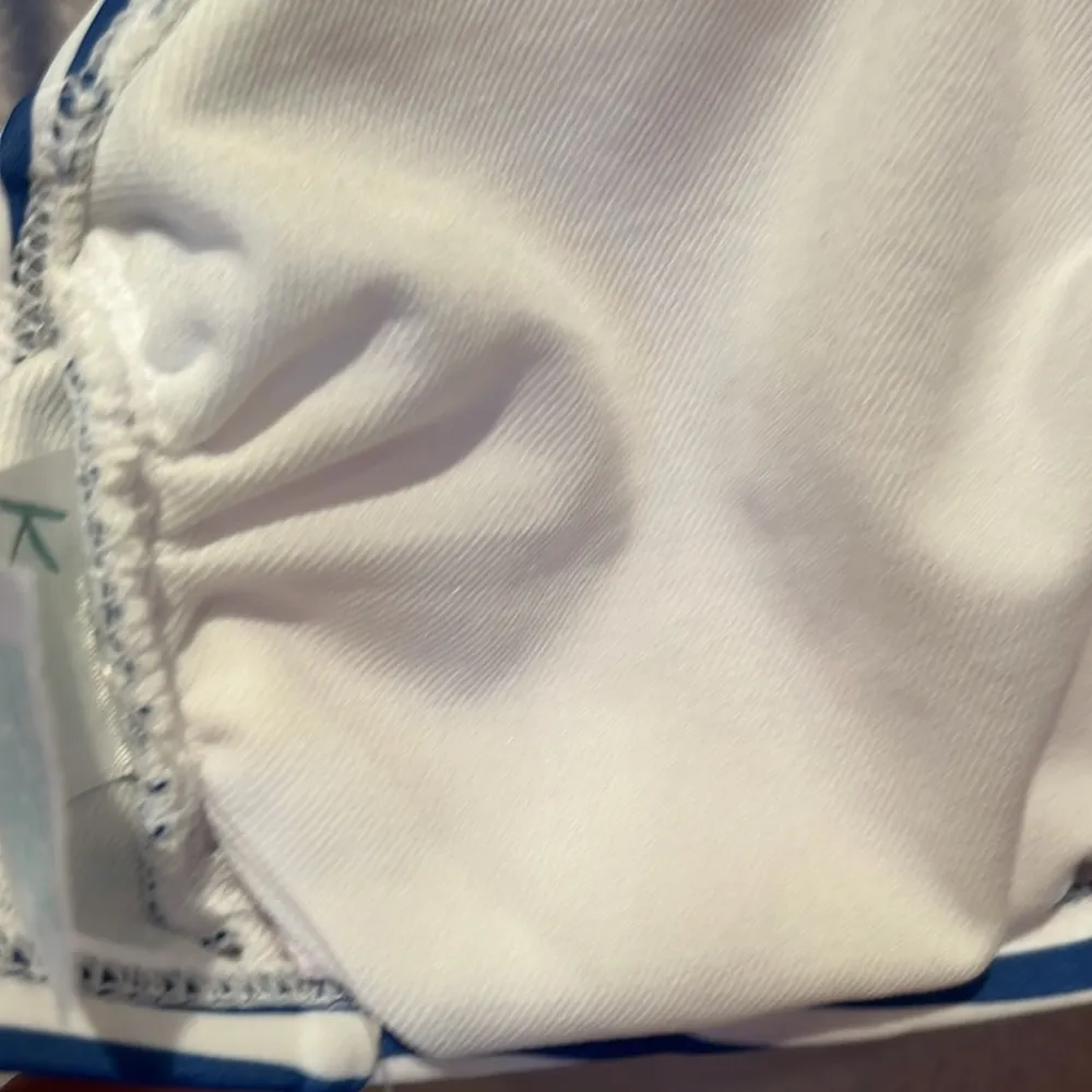 New Kona Sol Blue Stripe Ruffle Knot Bikini Top Size Medium NWT - Image 9